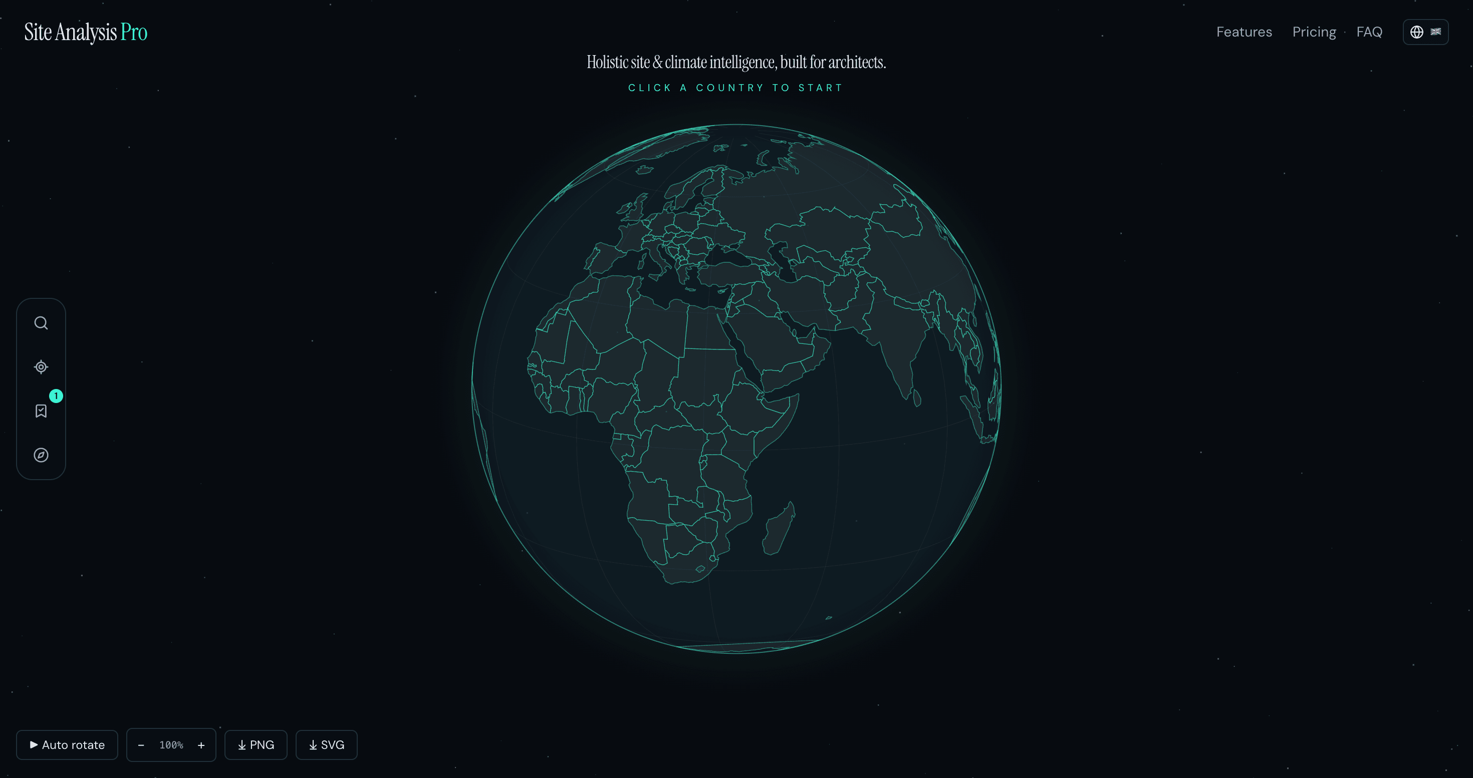 Site Analysis Pro — Holistic site & climate intelligence globe view